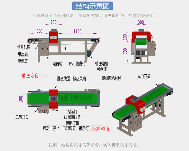 高效率退磁機(jī)結(jié)構(gòu)尺寸圖